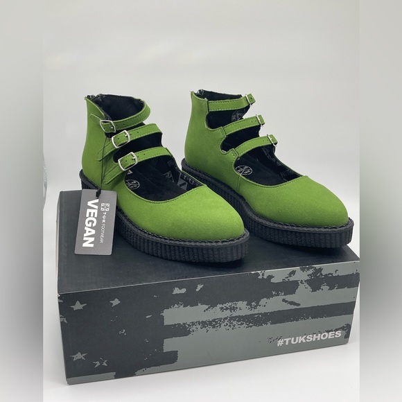 T.U.K Shoes - TUK Jade Green Suede 3-Strap MJ Pointed Toe Shoe